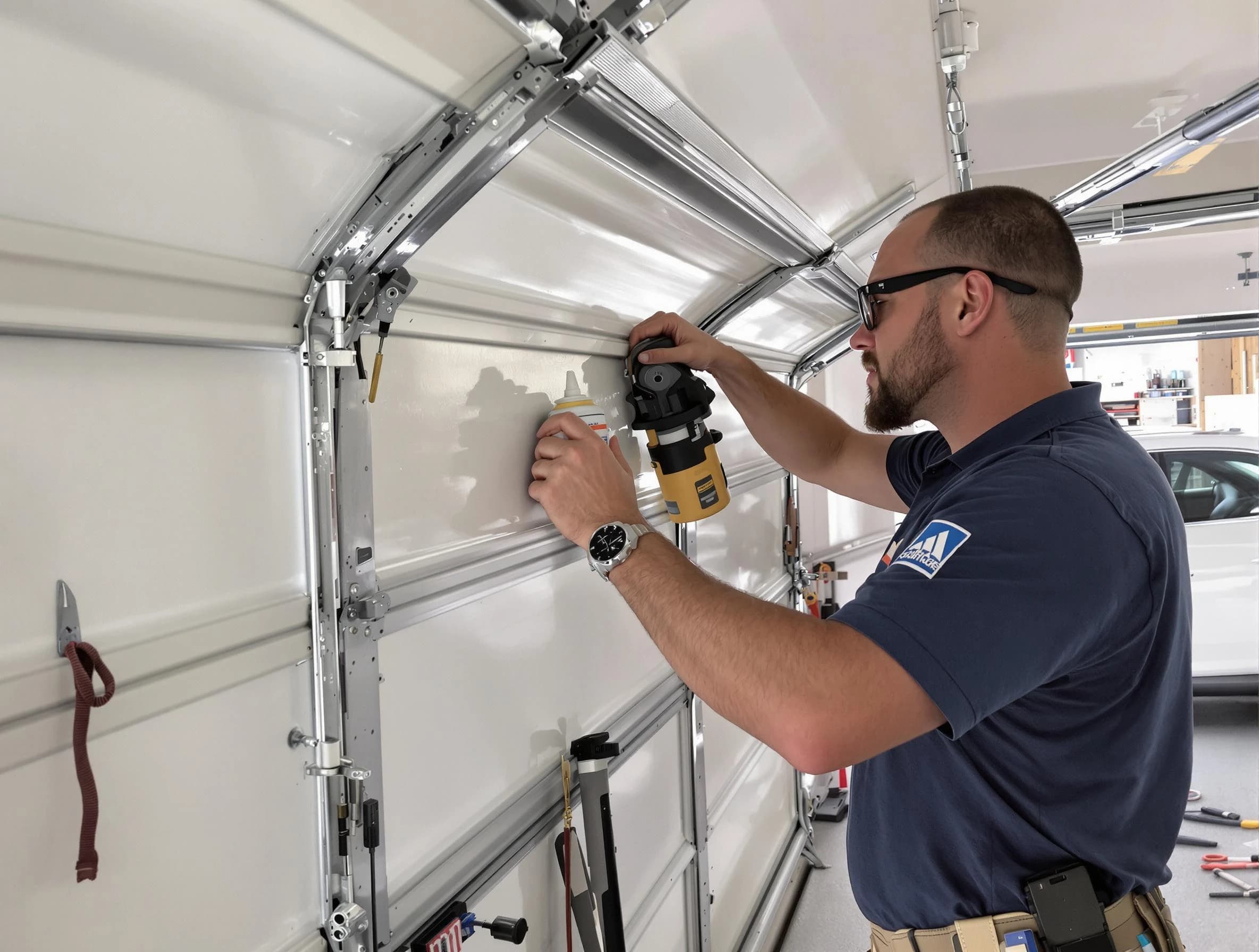 Highland Park Garage Door Repair technician performing comprehensive noise reduction service in Highland Park